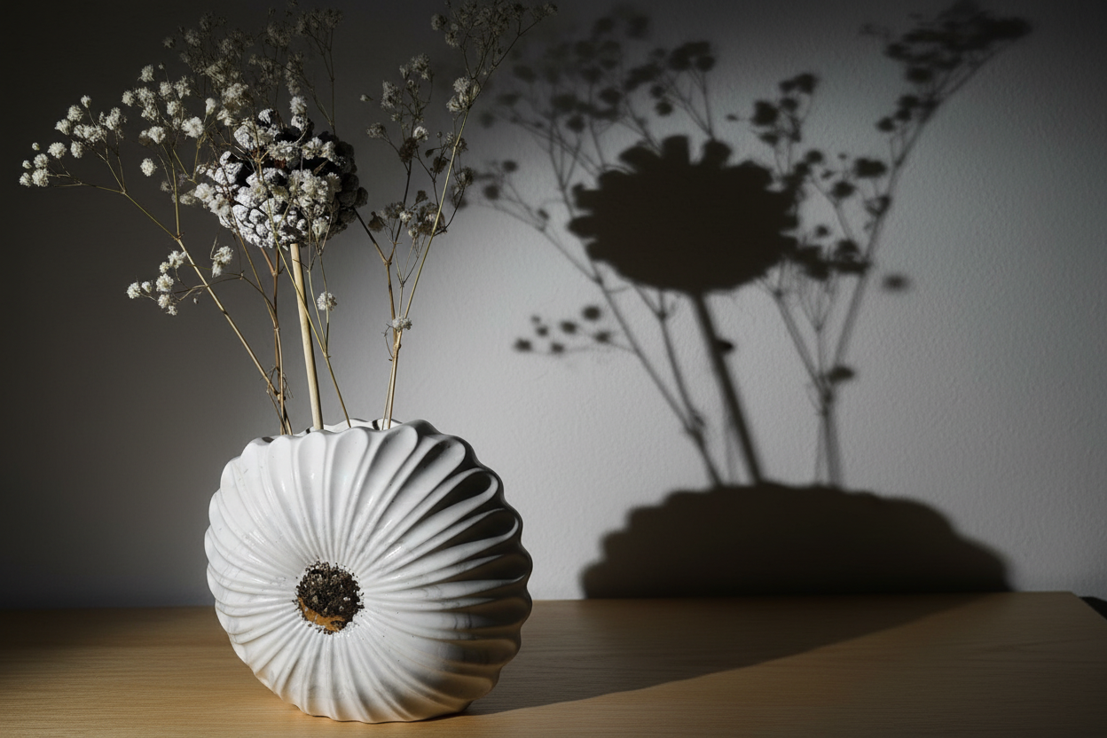 Vase Fleur Céramique Feuille d'Or - Design Texturé Artisanal LOEV