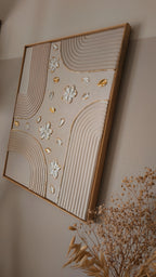 Décoration murale pour chambre fille art texture et fleur en relief  40*50