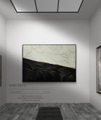 Tableau XXL Texturé Blanc Noir Feuille d'Or 116x81 cm | LOEV DECO