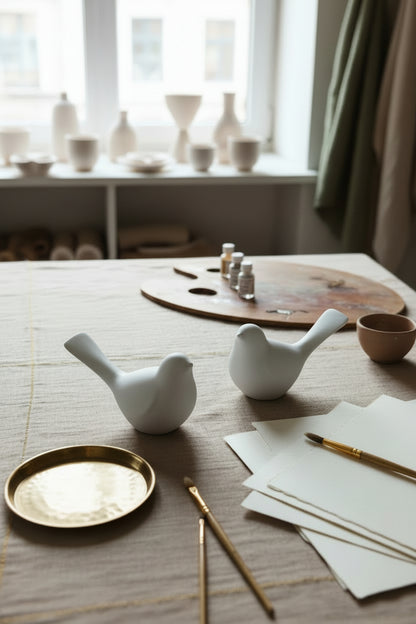 Duo d'Oiseaux Décoratifs en Céramique LOEV
