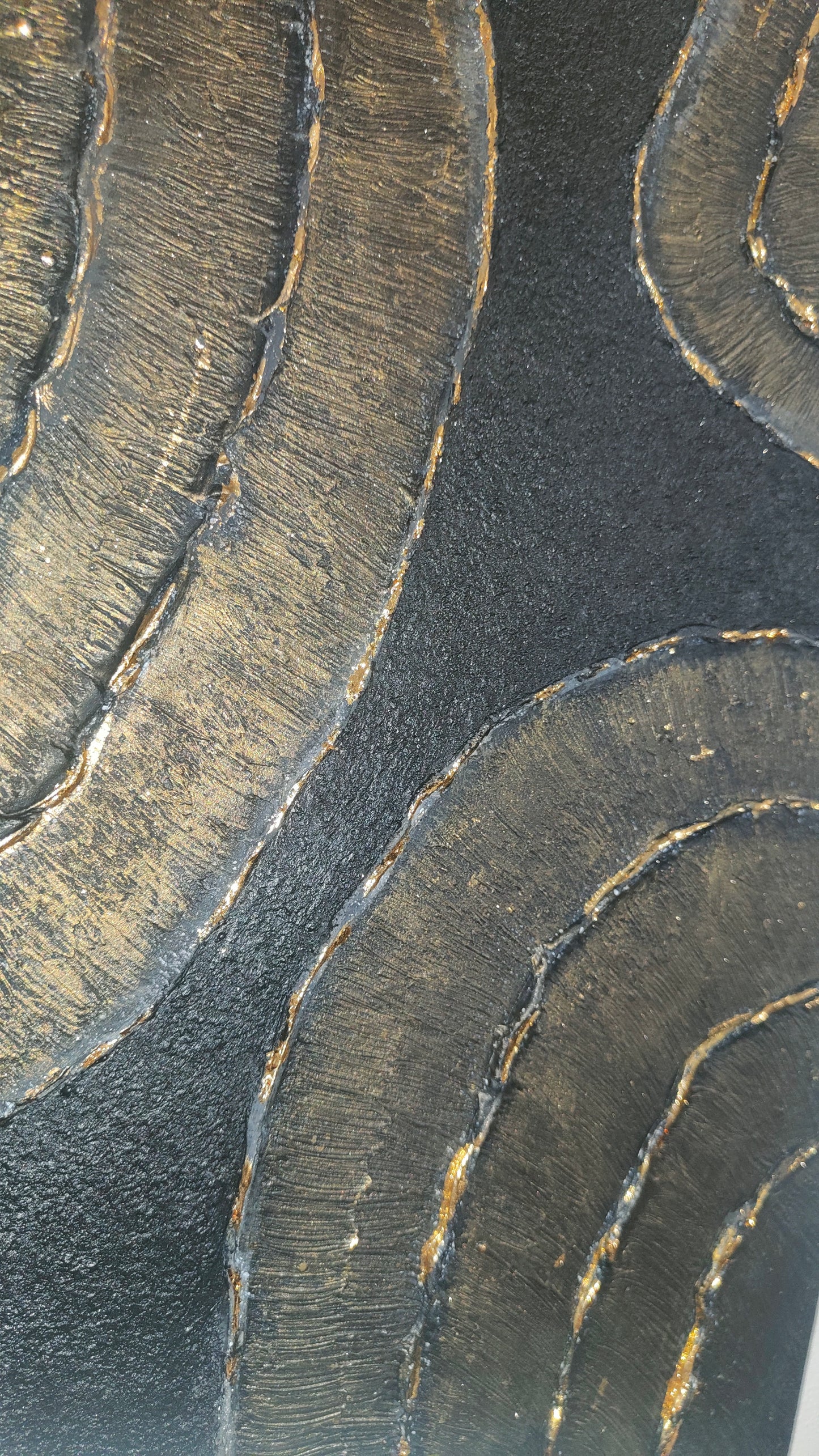 Tableau noir or 30x40cm relief artisanal texture fait main France