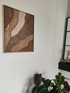 Tableau texturé brou de noix or relief 40x50 cm - Art mural moderne élégant cadre sur mesure inclus - Décoration murale artisanale
