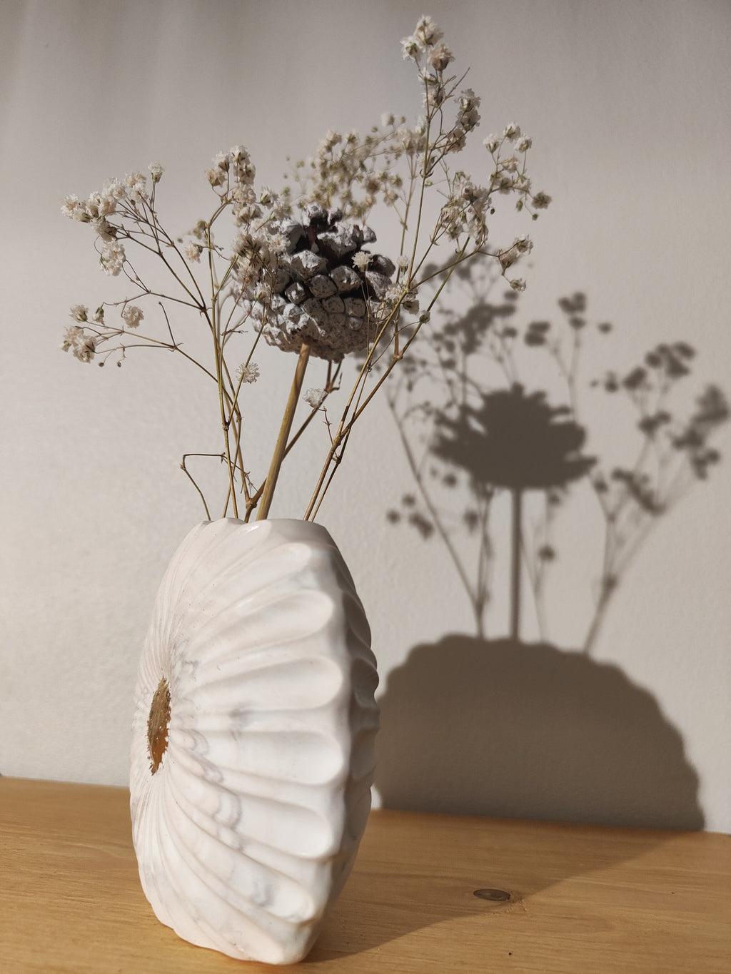 Vase Fleur Céramique Feuille d'Or - Design Texturé Artisanal LOEV