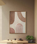 Tableau Texturé Arches Rose Beige Blanc - Relief Lignes - 30x40 cm - Cadre Sur Mesure Inclus