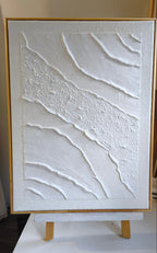Décoration murale texturée blanc iridescent relief brillant 30x40cm encadré LOEV DECO

