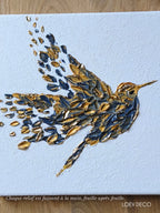 Colibri — Toile Texturée Originale Faite Main 20x20 cm