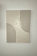 Tableau Relief Beige Or 30x40cm Encadré - Art Mural Texturé Fait Main | LOEV DECO