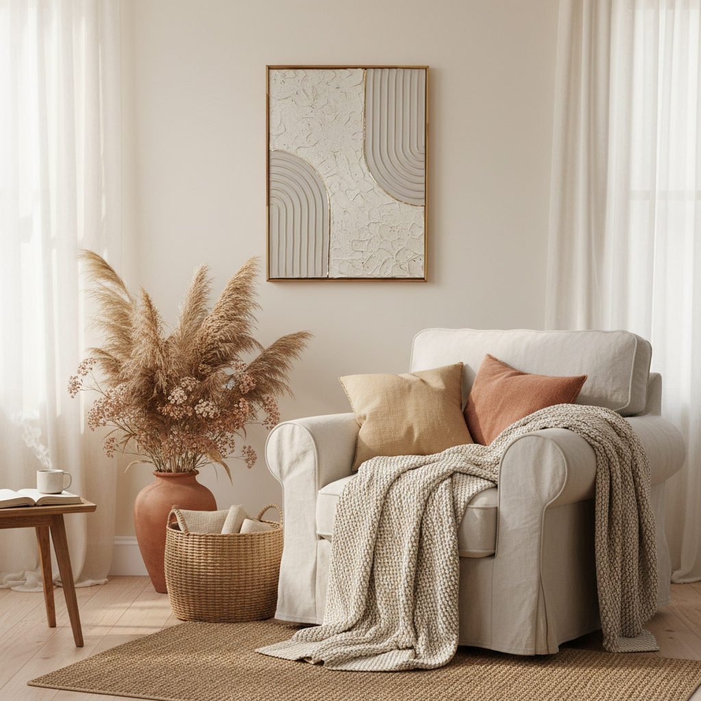TablArt mural texturé beige doré relief minimaliste 30x40cm encadré Franceeau LOEV DECO ambiance douce