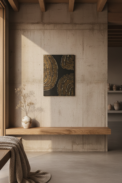 Tableau Noir Or - relief Texturée design LOEV 