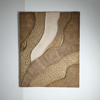 Tableau texturé artisanale relief brou de noix et feuille d'or