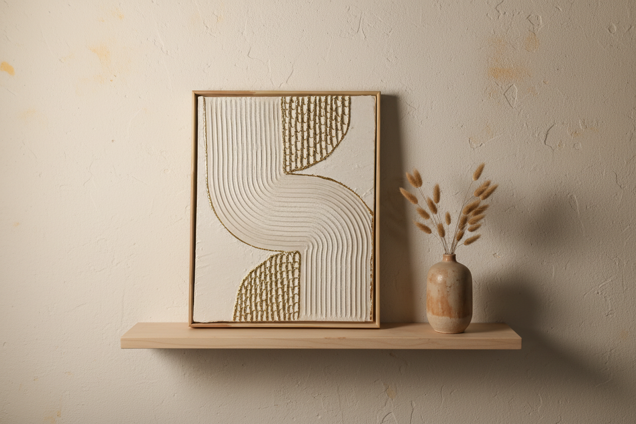 Tableau wabi-sabi sur étagère